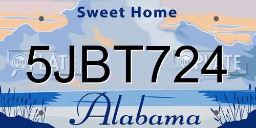 5JBT724 Alabama License Plate