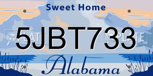 5JBT733 Alabama License Plate