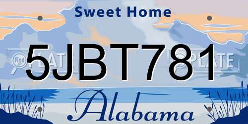 5JBT781 Alabama License Plate