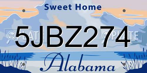 5JBZ274 Alabama License Plate