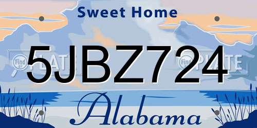 5JBZ724 Alabama License Plate
