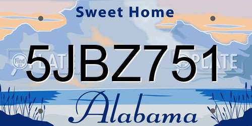 5JBZ751 Alabama License Plate
