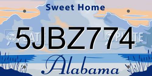 5JBZ774 Alabama License Plate