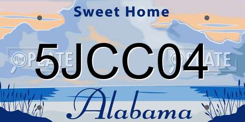 5JCC04 Alabama License Plate