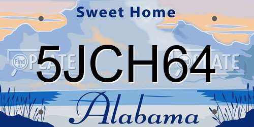 5JCH64 Alabama License Plate