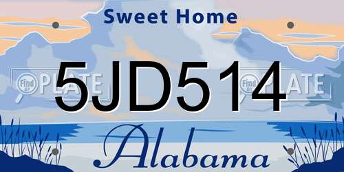 5JD514 Alabama License Plate