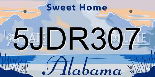 5JDR307 Alabama License Plate