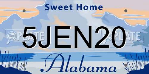 5JEN20 Alabama License Plate