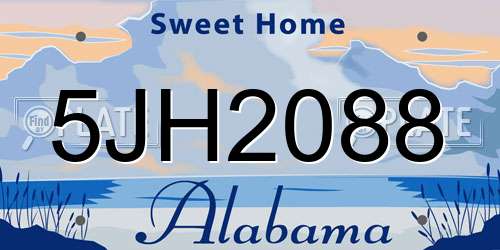 5JH2088 Alabama License Plate