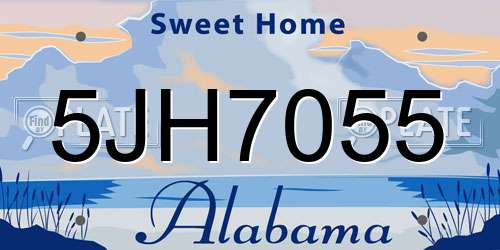 5JH7055 Alabama License Plate