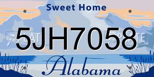 5JH7058 Alabama License Plate