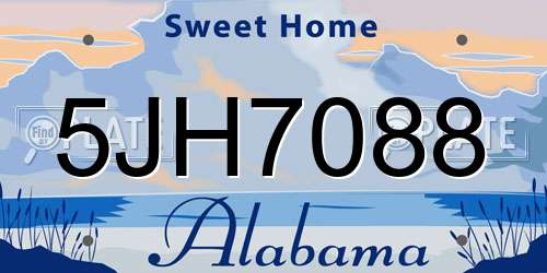 5JH7088 Alabama License Plate
