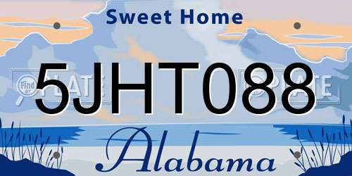 5JHT088 Alabama License Plate