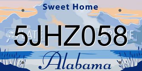 5JHZ058 Alabama License Plate