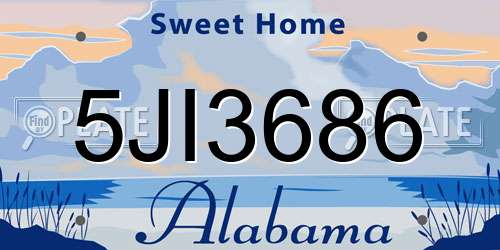 5JI3686 Alabama License Plate