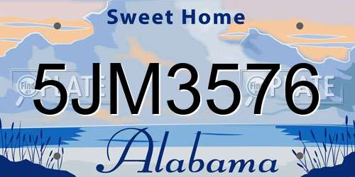 5JM3576 Alabama License Plate