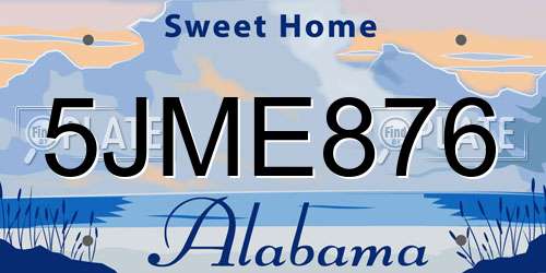 5JME876 Alabama License Plate