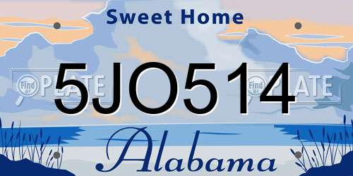 5JO514 Alabama License Plate