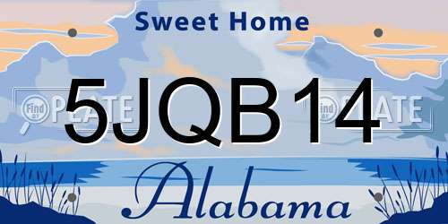 5JQB14 Alabama License Plate