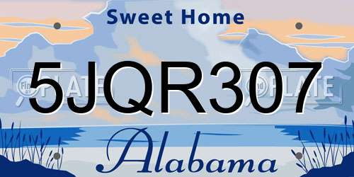 5JQR307 Alabama License Plate