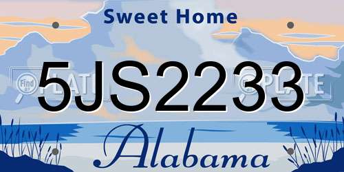 5JS2233 Alabama License Plate