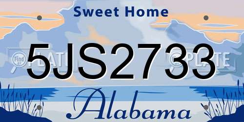 5JS2733 Alabama License Plate