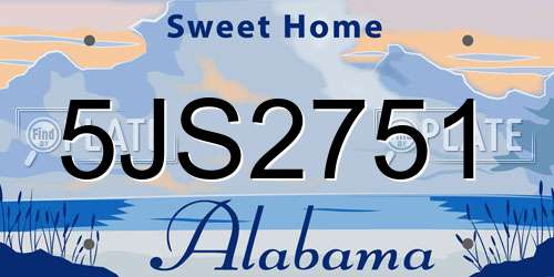 5JS2751 Alabama License Plate