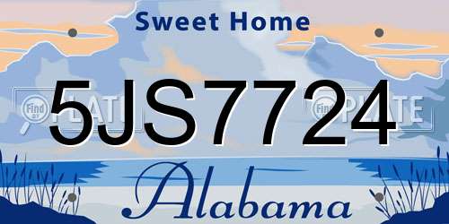 5JS7724 Alabama License Plate
