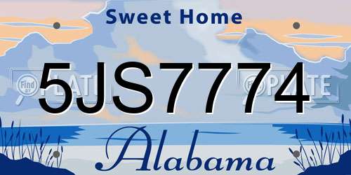 5JS7774 Alabama License Plate