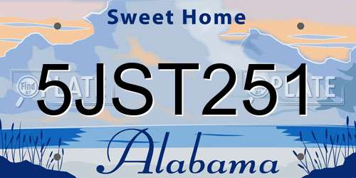 5JST251 Alabama License Plate