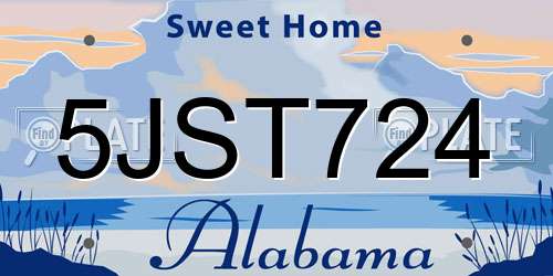 5JST724 Alabama License Plate