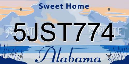 5JST774 Alabama License Plate