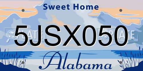 5JSX050 Alabama License Plate