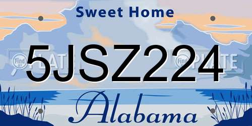 5JSZ224 Alabama License Plate