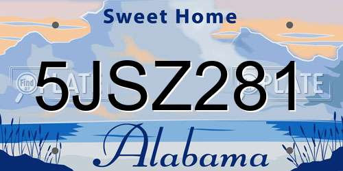 5JSZ281 Alabama License Plate