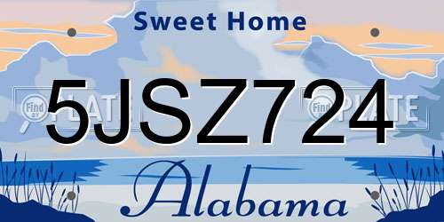 5JSZ724 Alabama License Plate