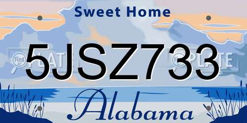 5JSZ733 Alabama License Plate