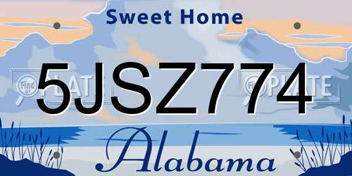 5JSZ774 Alabama License Plate