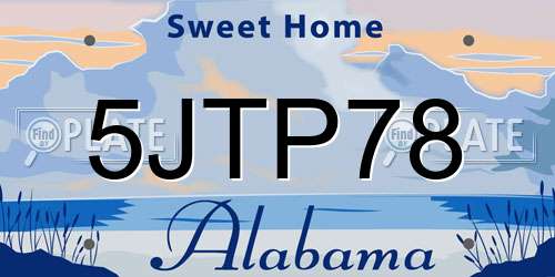 5JTP78 Alabama License Plate