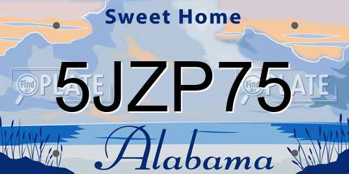 5JZP75 Alabama License Plate