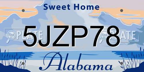 5JZP78 Alabama License Plate