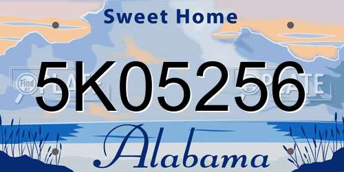 5K05256 Alabama License Plate