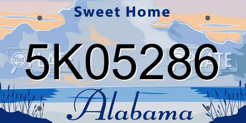 5K05286 Alabama License Plate
