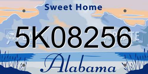 5K08256 Alabama License Plate