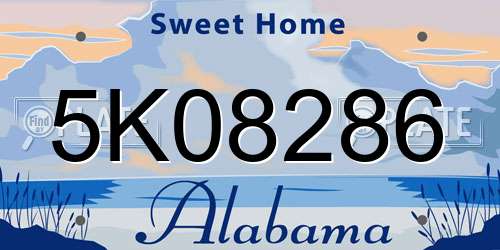 5K08286 Alabama License Plate