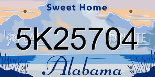 5K25704 Alabama License Plate