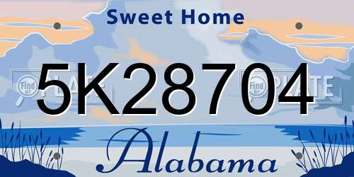 5K28704 Alabama License Plate
