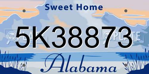 5K38873 Alabama License Plate