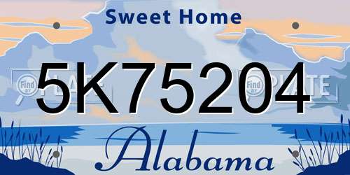 5K75204 Alabama License Plate