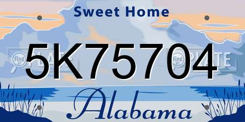 5K75704 Alabama License Plate